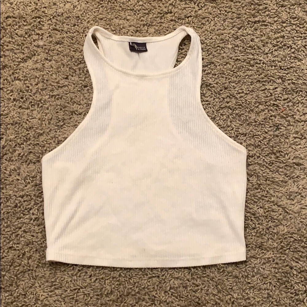 Off white ribbed crop top